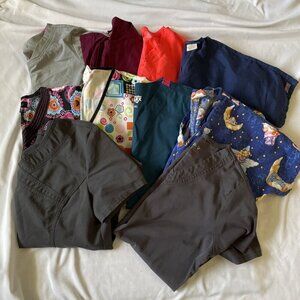 Greys Anatomy By Barco XS Red Scrub Top & Butter Soft XS Burgundy Scrub Jacket W